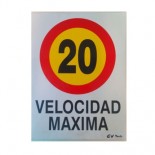 Cartel obra límite velocidad 20